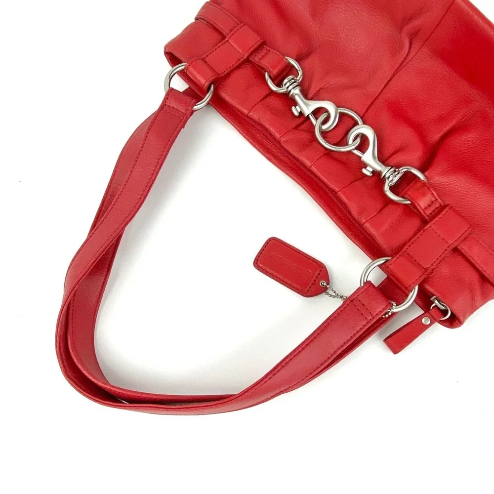 St. John's Bay Genuine Leather Shoulder Bag Red Purse Handbag Satchel Hobo Fine!